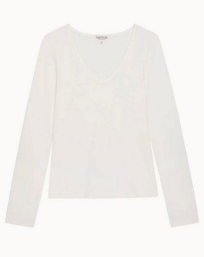 DEMI VNECK TOP IN IVORY