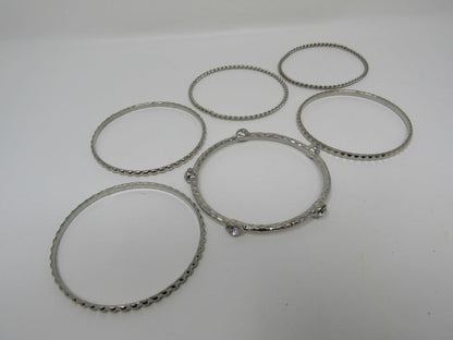 Designer-Bangle-Bracelet-Set-of-6-Silver-Clear-Gemstones-Female-Adult-538 1