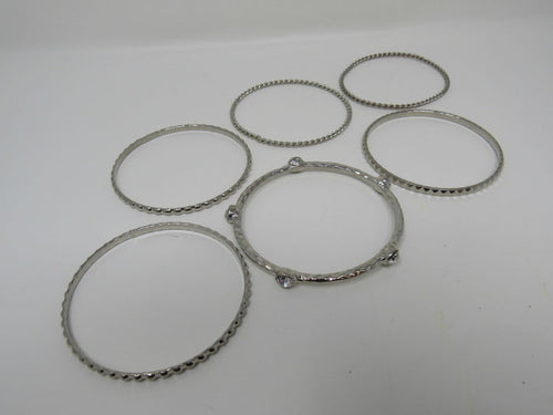 Designer-Bangle-Bracelet-Set-of-6-Silver-Clear-Gemstones-Female-Adult-538 1
