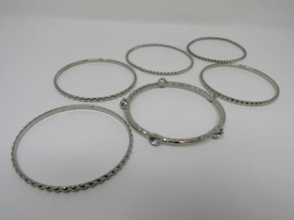 Designer-Bangle-Bracelet-Set-of-6-Silver-Clear-Gemstones-Female-Adult-538 2
