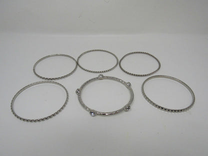 Designer-Bangle-Bracelet-Set-of-6-Silver-Clear-Gemstones-Female-Adult-538 3