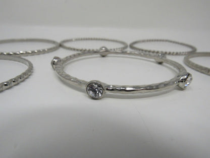 Designer-Bangle-Bracelet-Set-of-6-Silver-Clear-Gemstones-Female-Adult-538 4