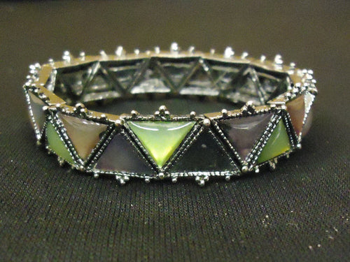 designer-fashion-bracelet-chain-link-metal-female-adult-silver-green-brown-preowned 1
