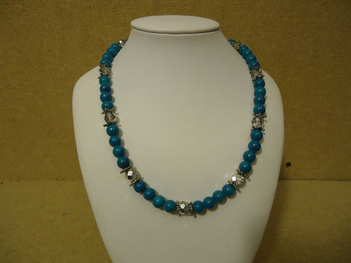 designer-fashion-necklace-16in-l-beaded-strand-female-adult-blue-silver-preowned 1