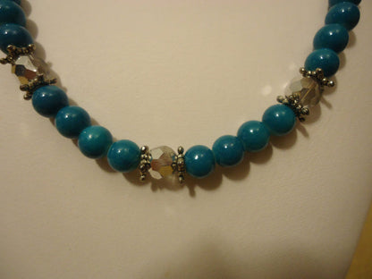 designer-fashion-necklace-16in-l-beaded-strand-female-adult-blue-silver-preowned 2