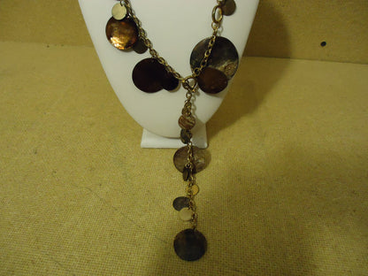 designer-fashion-necklace-18in-l-drop-dangle-metal-female-adult-golds-browns-preowned 4