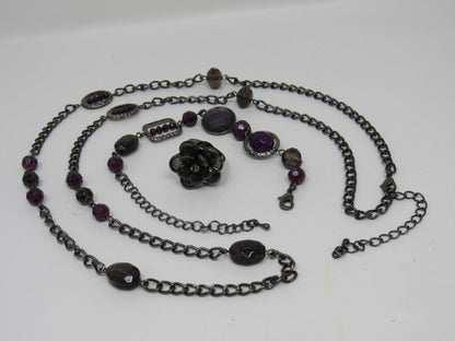 Designer-Matching-Earrings-Bracelet-and-Necklace-Female-Adult-Size-Purples-498 2