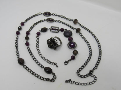Designer-Matching-Earrings-Bracelet-and-Necklace-Female-Adult-Size-Purples-498 3