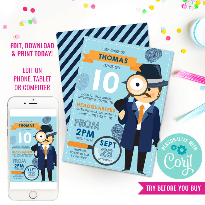 Detective Party Invitation | Spy Party Invitation | Secret Agent Birthday Party