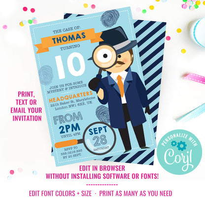 Detective Party Invitation | Spy Party Invitation | Secret Agent Birthday Party
