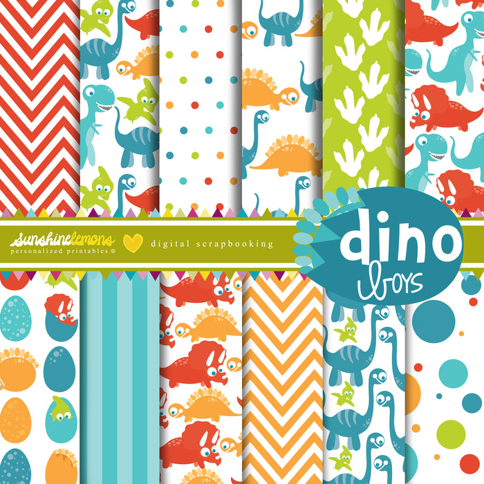 Dino Boys Digital paper Set