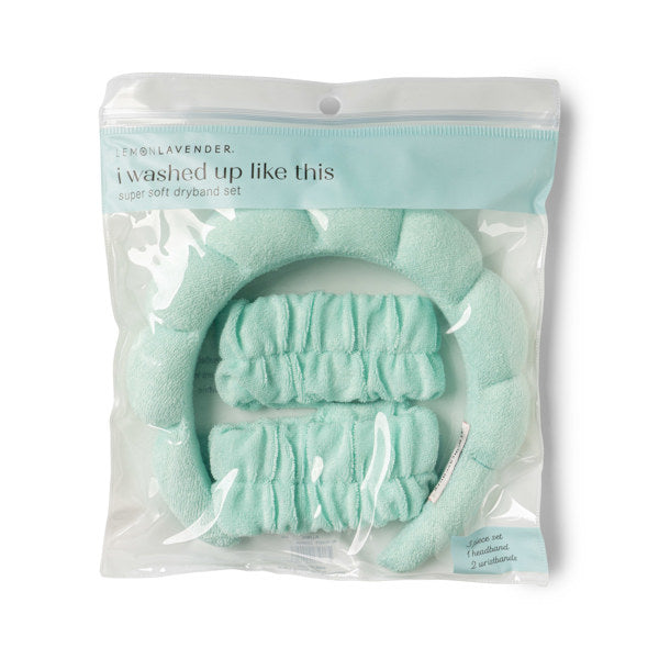 Mint spa headband and wristband set in its package