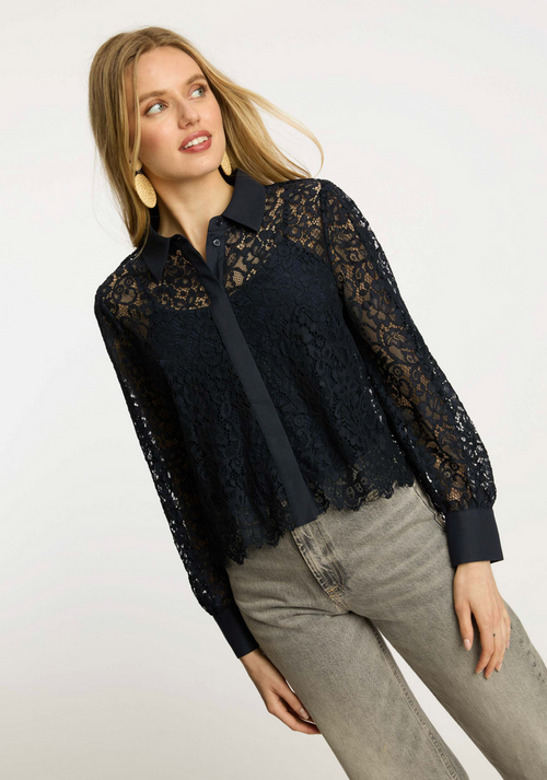 Emmie Top in Dark Navy Lace