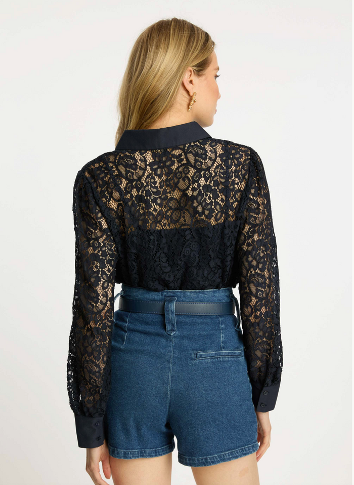 Emmie Top in Dark Navy Lace