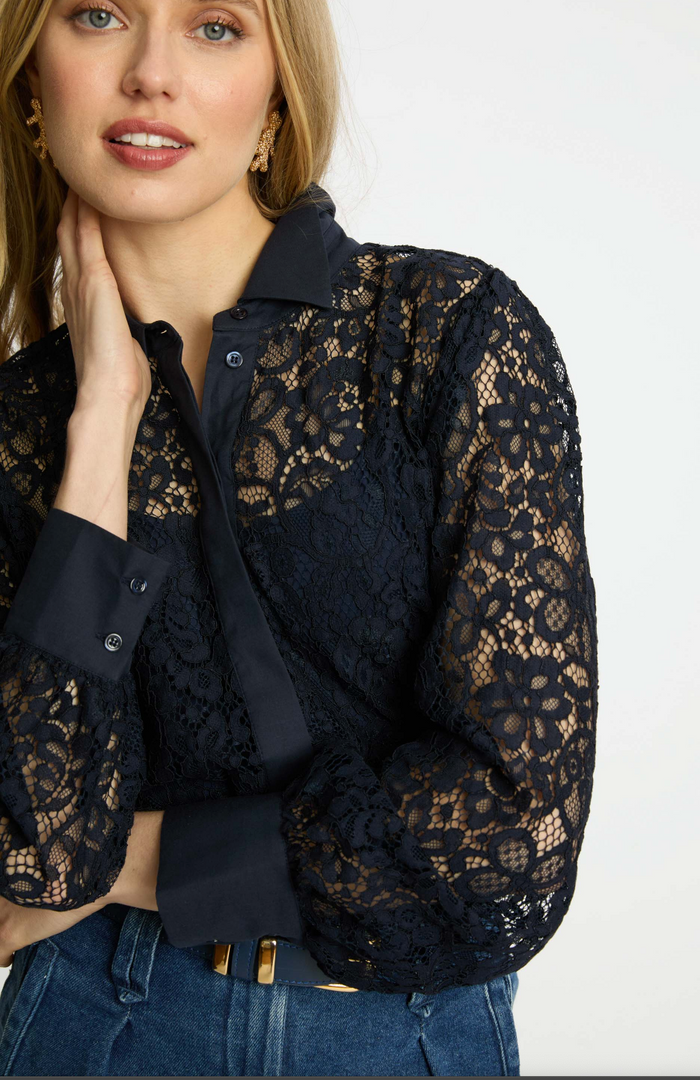 Emmie Top in Dark Navy Lace