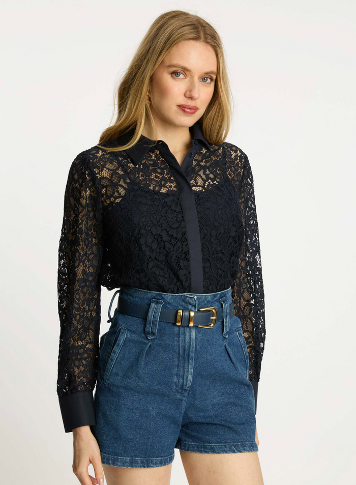 Emmie Top in Dark Navy Lace