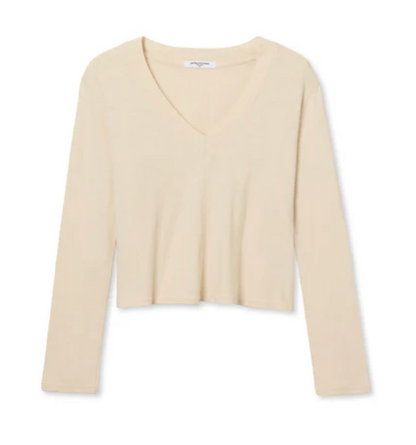 FIONA RECYCLED COTTON LS VNECK IN SUGAR