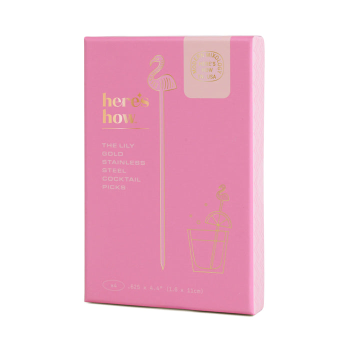 Pink gift box for flamingo cocktail picks