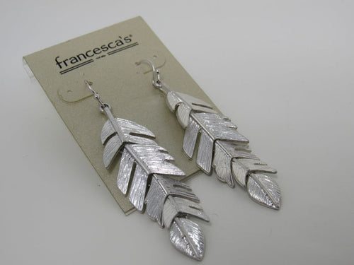 Francescas-Silver-Leaf-Earrings-Silver-Dangle-Fish-Hook-Back-Female-Adult-490 1