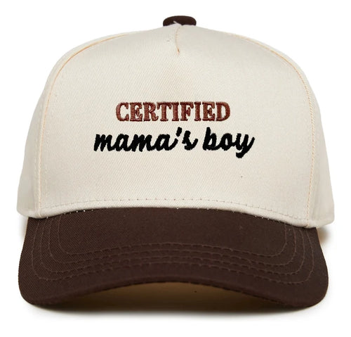 Funky Junque Two Tone Cap Certified Mamas Boy - Brown/beige