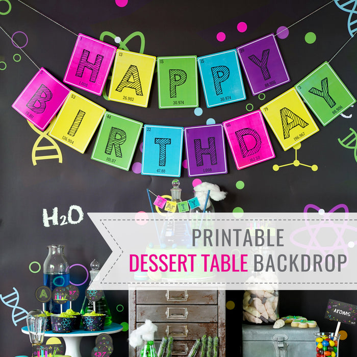 Girls Science Party Backdrop