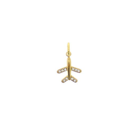 Small gold airplane charm with crystals