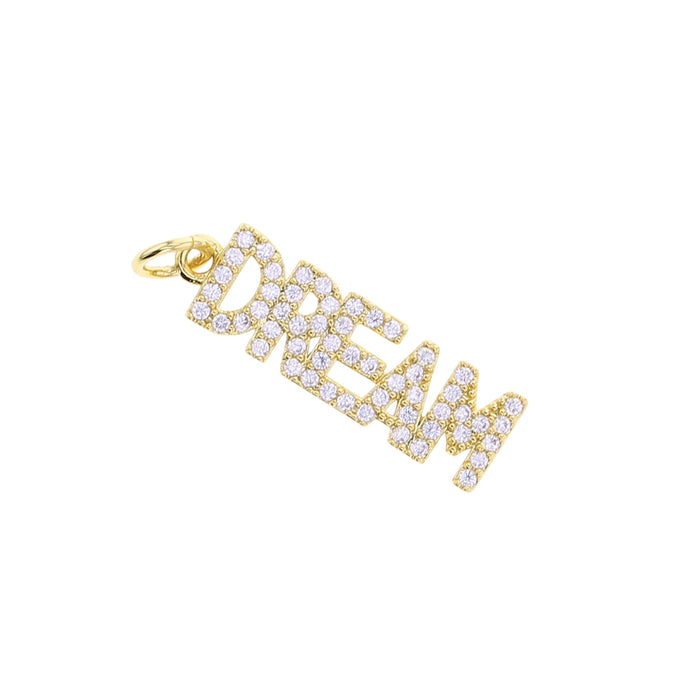 Gold crystal DREAM script charm