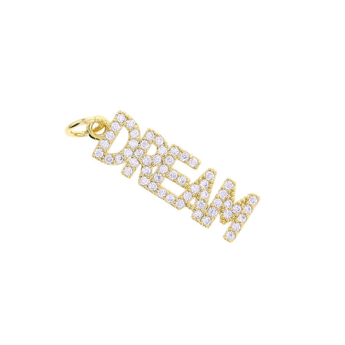 Gold crystal DREAM script charm
