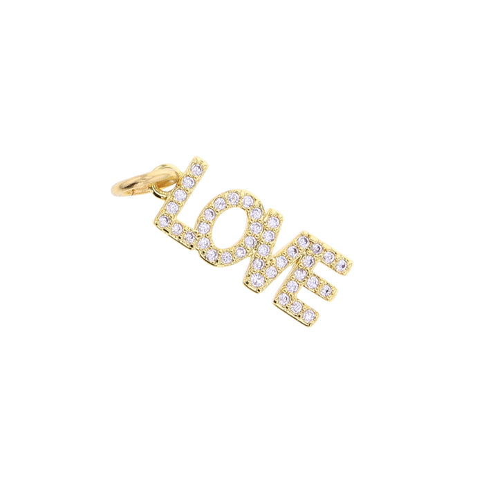 Gold crystal LOVE charm