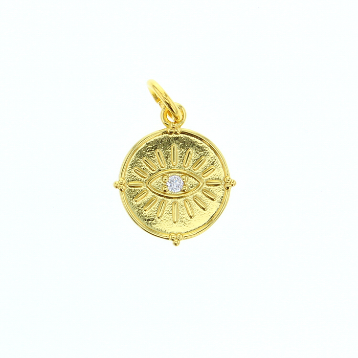 Gold round eye medallion charm