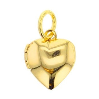 Gold puffy heart locket charm