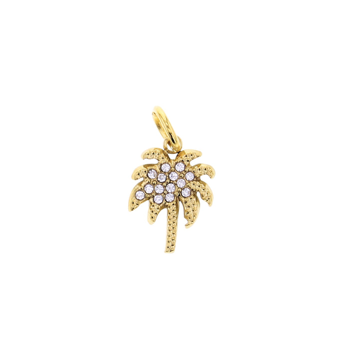 Gold puffy crystal palm tree charm