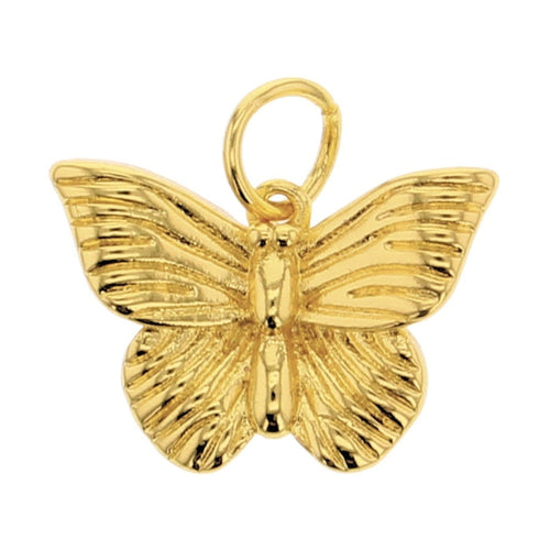 Large gold textured butterfly charm