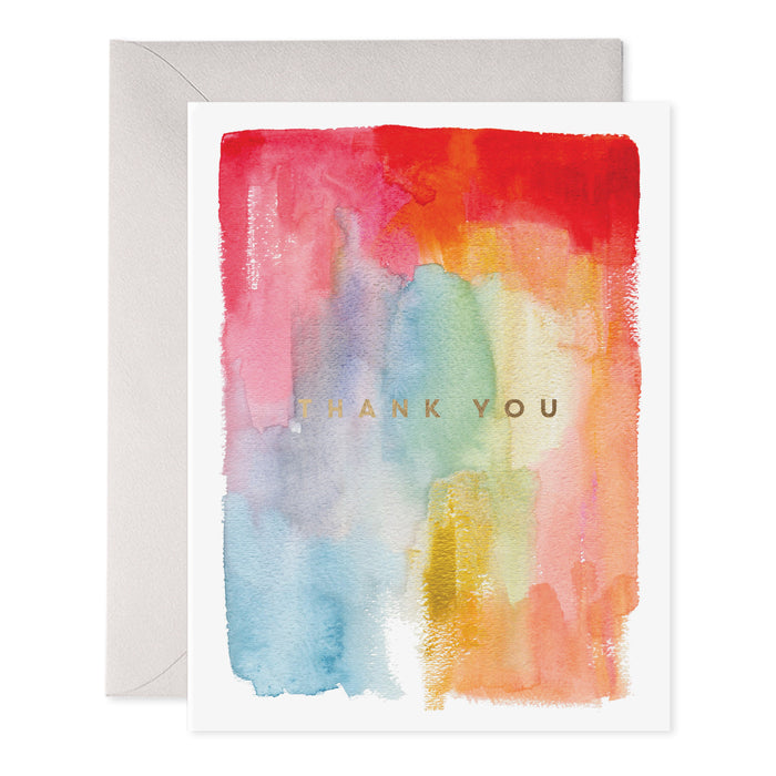 Watercolor rainbow Thank You card