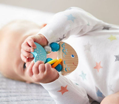 HABA USA Rattlefish Wooden Baby Rattle