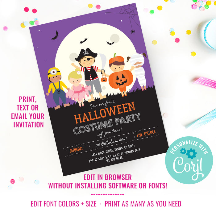 Kids Halloween Costume Party Invitation