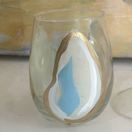 NolaCajun Hand Painted Triple Oyster Glassware Louisiana Cajun Barware New Orleans