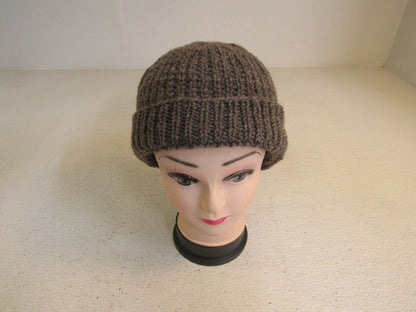 Handcrafted-Beanie-Dark-Brown-Textured-Merino-Adult-436 3
