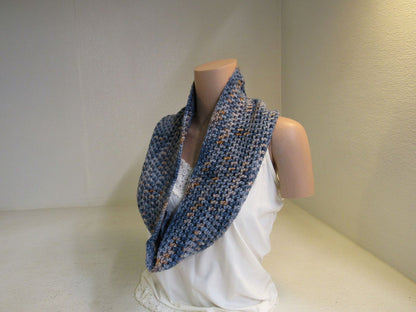 Handcrafted-Cowl-Blue-Orange-Crocheted-Merino-Female-Adult-482 2