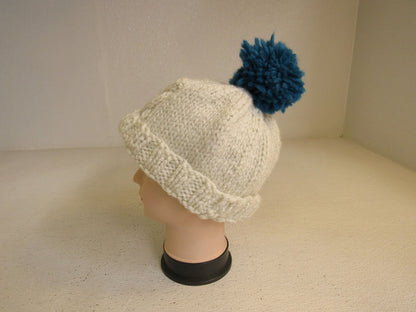Handcrafted-Owl-Hat-Cream-Teal-Pom-Pom-Acrylic-Wool-Female-Adult-470 4