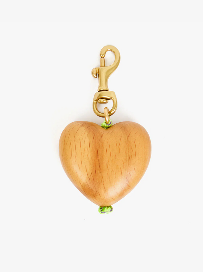 HEART FOB IN NATURAL WOOD