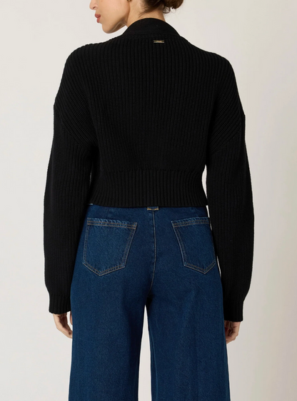 HEART SWEATER CARDIGAN IN BLACK