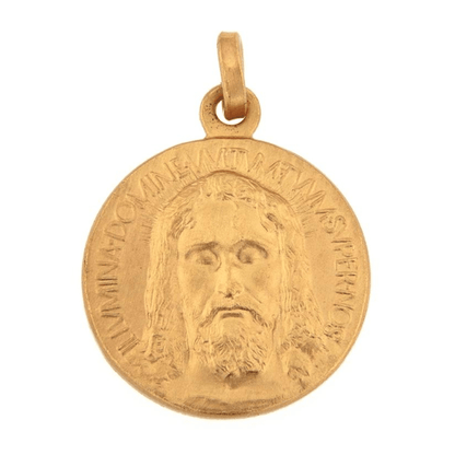 Gold Medal Over Sterling 925 Holy Face Of Jesus - Holy Shroud - Oviedo Sindone | Catholically