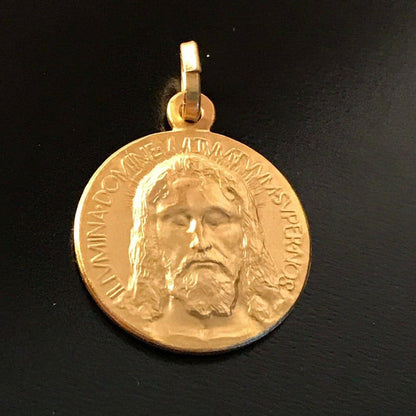 Gold Medal Over Sterling 925 Holy Face Of Jesus - Holy Shroud - Oviedo Sindone | Catholically