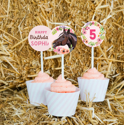 Horse Party Cupcake Toppers and Wrappers