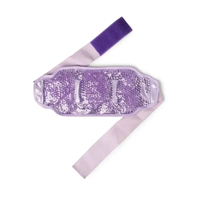 Purple gel bead hot and cold body wrap with a strap