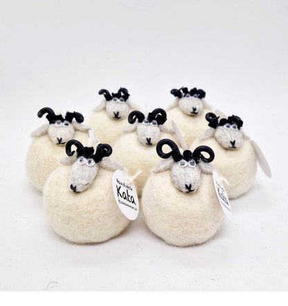 Icelandic Felted Wool Sheep Ornament - White