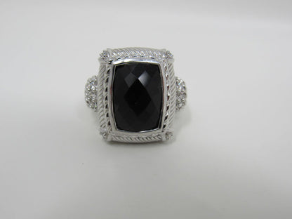 Judith-Ripka-Collection-Ring-Black-Gemstone-Female-Adult-Size-8-Solid-476 3