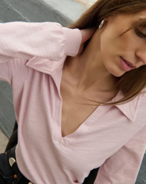KIMBERLY POLO TEE IN BLUSH