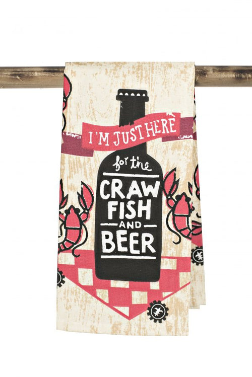 NolaCajun Kitchen Towel Here for the Crawfish and Beer Louisiana